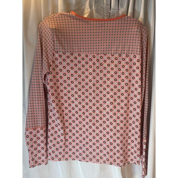 Lands End womans rash guard top size large peach/brown and blue - Picture 2 of 5